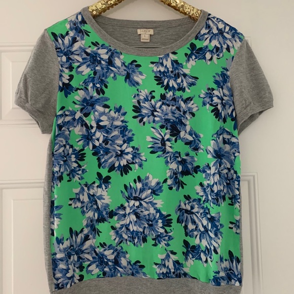 J. Crew Sweaters - J. Crew photo floral short sleeve baseball top